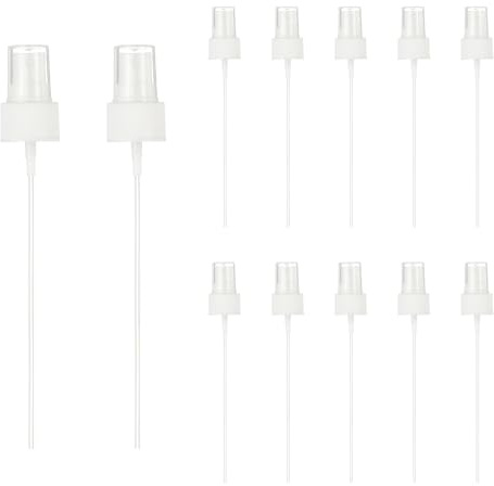 sourcing map Fine Mist Spray Top, Spray Bottle Nozzle Sprayer Top Replacement for 24 Caliber PET Bottles, for Essential Oil Hair Care Home Beauty, Pack of 12, White