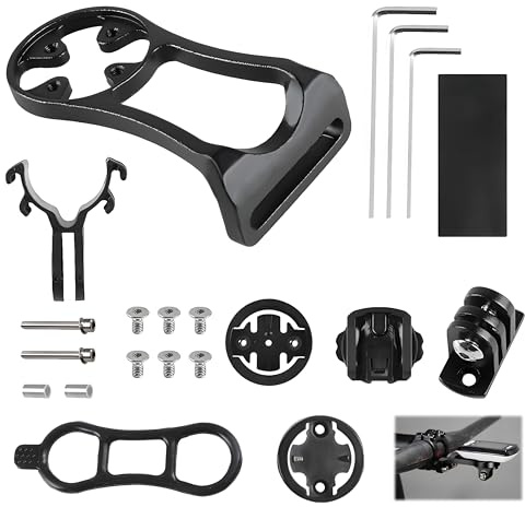 Soporte Frontal, Soporte De Bicicleta Combo Out-Front Manillar Bike De Aleación De Aluminio Soporte Ajustable Para Bicicleta De Carretera Para Computadora En Bicicleta Para Manillar De Bicicleta