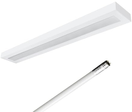 ELG Leuchten LED Aufbauleuchte 150cm 1-flammig mit 6500K LED Röhre | Mikroprismatische Abdeckung, 1 x 22,1W 4100lm 6500K Tageslicht, 185 lm/W, Büroleuchte Anbauleuchte, Optional Pendelleuchte