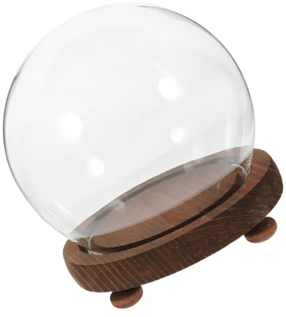 Cabilock de Vidrio Transparente con Base de Madera para Decoración de Plantas y Micro Paisajes Protector Antipolvo Elegante para Flores Exhibidor Resistente y Sofisticado para Hogar