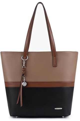 Pomelo Best Handtasche Damen Shopper Groß Damen Tasche für Büro Schule Einkauf Mokka