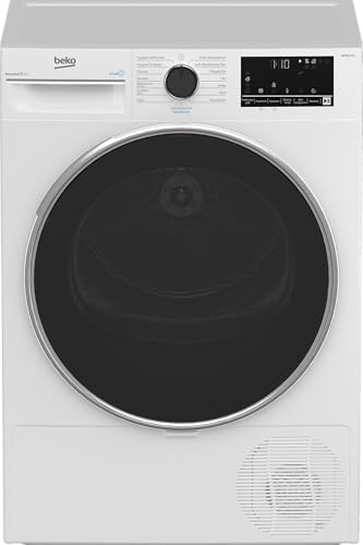 Beko B3TSW48C9ZW Wäschetrockner, 8 kg, Frontlader Kondenstrockner, 15 Programme, Sensortrocknung, Säulenfähig, Aquawave Schontrommel, Weiß
