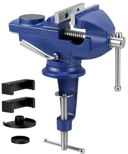 Bench Vice Clamp 70mm Table Vice Clamp for Workbench 360° Swivel Base Vices for Workbench, Cast Iron, for Woodworking, Cutting Conduit, Metalworking, Drilling