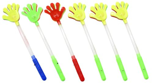 SWOOMEY 6 Aplaudidores de Mano Luminosos de Plástico 3 Pilas Botón para Fiestas de Cumpleaños y Bodas, Ruido Fuerte y Recuerdos para Celebración Color Aleatorio