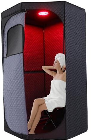Sauna vapeur domestique portable avec générateur de vapeur de 1350 W, siège pliable, régulateur numérique et télécommande, double fenêtre zippée, pliable, peu encombrant, pour le bien-être privé
