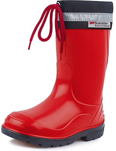 Ladeheid Botas de Agua para niños Botas de Lluvia con Suelas Antideslizantes Unisex Goma para Niñas Rainboots for Kids Impermeables LA-972 (Rojo Persa/Azabache, 33 EU)