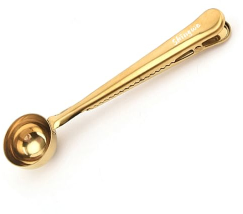 Goldener Kaffeelöffel mit Beutelclip, multifunktionaler Milchpulver-Messlöffel, 20 ml