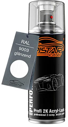 TRISTARcolor RAL 9003 Signalweiss glänzend 2K Acryl Spraydose Sprühdose Spritzlack Sprühlack 400 ml schnelltrocknend
