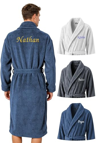 KDO MAGIC Peignoir de bain Personnalisé pour Homme Bleu M