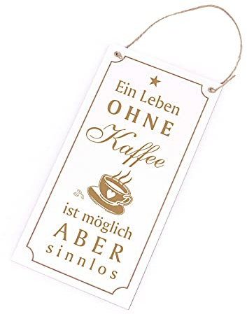 Schild mit Spruch graviert - Ein Leben ohne KAFFEE ist möglich aber sinnlos - Dekoschild Holzschild 10x20cm | Dekolando Home Accessoires