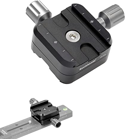 Koolehaoda Quick Release Plate Dual Clamp Adapter, Arca Swiss Aluminium | Double Dovetail with Rotate Lock Anti-slip Camera Mount, for Tripod Ball Head Rail Nodal Slide Panoramic Macro Photography