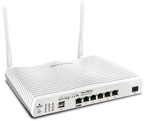 DrayTek Vigor 2865ax Ethernet Router, Wireless WiFi 6 AX3000 Dual Band, VDSL2 35b/ADSL2+, VPN, 5+1 GbE LAN Ports, Ideal For SMB