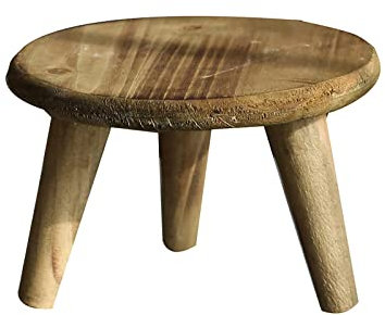FGYZYP Mini-Holzhocker rund Garten Blumenständer Vintage natürliche Holzmaserung Pflanztopf Riser Stand Topfpflanzenregal Sukkulenten Bonsai Rack für Innen Außen Büro Haus Garten Dekor L