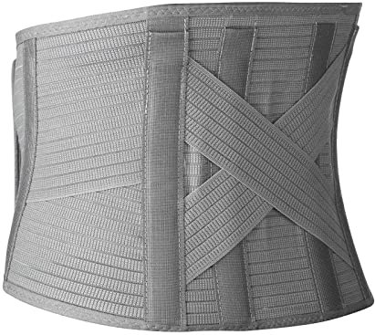 Rehband Rückenbandage Herren & Damen, Rückenstützgürtel für Arbeit & Sport, Rückengurt zur Stabilisierung von Lendenwirbelsäule & Rücken, individuell einstellbar, Farbe:Grau, Größe:S/M