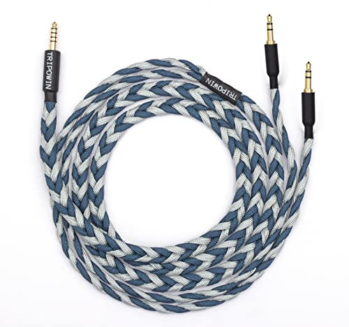 Linsoul Tripowin GranVia Cavo di Ricambio Audio ad Alta Purezza OFC Aggiornato per Cuffie,Lunghezza 1.5m,Doppia Spina da 3.5mm per HE4XX/HE-400i/HE400se/Goldplanar(Blu,4.4mm)