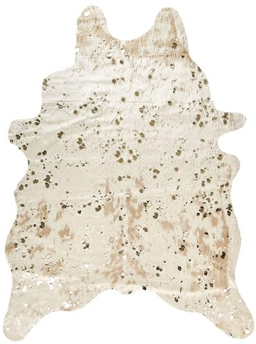 Beliani Kunstfell Teppich Kuhmuster beige mit goldenen Sprenkeln 150x200 cm Bogong