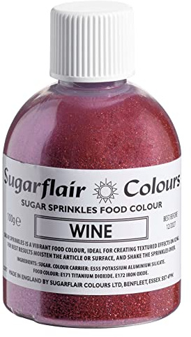 Sugarflair Wine Edible Glitter Sugar Sprinkles - for Cake Decorating, Sprinkle on Cakes, Cupcakes Treats, Desserts Ice Cream and Deserts - 100g