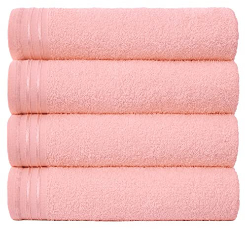 GC GAVENO CAVAILIA Large Towels Bath Sheet - Highly Absorbent Egyptian Cotton Towel Set - 4 Pack Extra Soft Blush Pink - Quick Dry Sheets - 450 GSM Washable Towels, 75 X 135 Cm