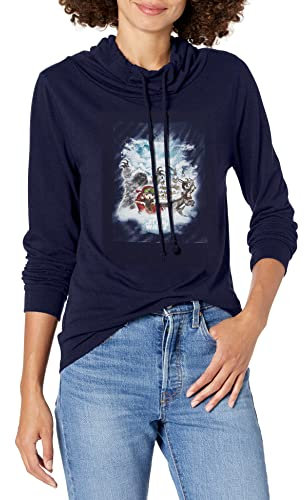 STAR WARS Lukes Holiday Story Haut en tricot à manches longues et col bénitier pour femme, bleu marine, XX-Large