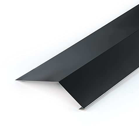 DQ-PP Rinneneinhang – 2 m – Anthrazit – RAL 7021 – 170 mm x 70 mm – Aluminium Traufblech – Obere Rinnenleiste – Für Dachrinnen, Regenrinnen – für jede Art von Dach – Schwarzgrau