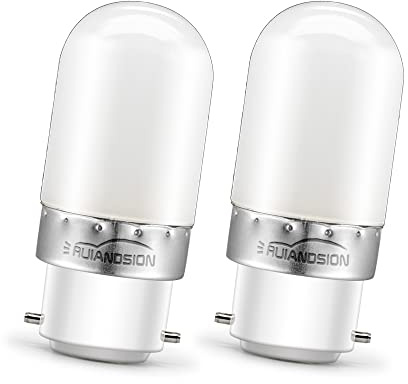 Ruiandsion B22 LED Glühbirne Warmweiße 2W AC 220V Bajonettverschluss Glühbirne für Nähmaschine, Kerze, Gerätelampen, Deckenhängeleuchte (nicht dimmbar, 2er-Pack)