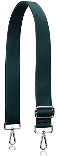 Allzedream - Correa gruesa de repuesto ajustable para bolso cruzado, Herrajes verde oscuro-plateado, M