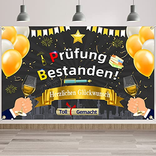 Prufüng Bestanden Banner, 2026 Graduation Dekoration, Abschluss Deko Herzlichen Glückwunsch Girlande Banner, Abschlussdeko für Bachelor Abschluss Dekoration Master Party Banner 180 x 110cm
