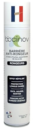 Biocinov | Aérosol barrière anti-rongeurs 300 ml | Répulsif Souris Rat Martres | Utilisation intérieur & extérieur | Maison Jardin Voiture | Efficacité jusqu'à 15 jours | Ingrédients d'origine naturel