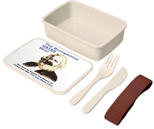Fabulous Lunch Box - Boite à Repas avec couverts Blanc - Bourgeoise Karl Marx Meme Collage Vintage Illustration Art Humour Parodie - 700 ml