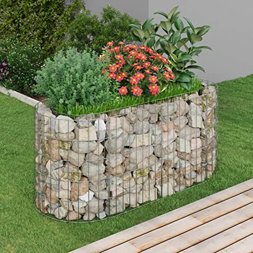 GuyAna Gabionen-Hochbeet Verzinktes Eisen 120x50x50 cm Hochbeet Garten GabionenköRbe Hochbeete FüR Garten Gabionen Zaun