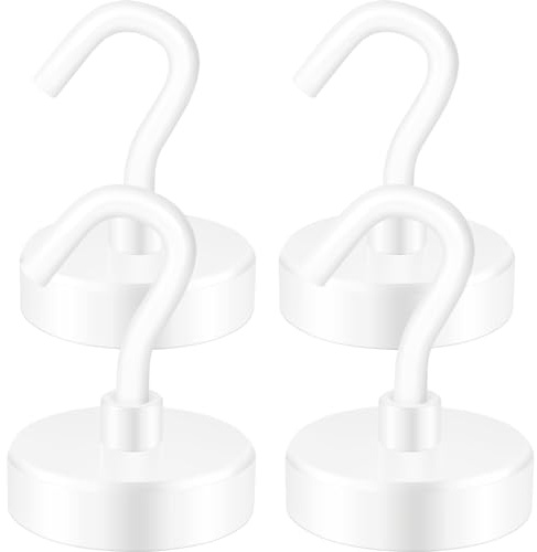 Neosmuk Magnetic Hooks for Cruise Cabins,85lb Heavy Duty,White,4 Pack