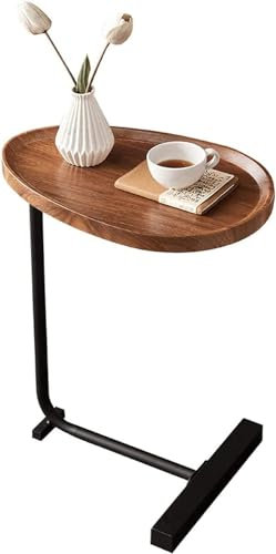 KV-OOGG Table d'appoint en forme de C, petites tables d'appoint créatives, table d'appoint de canapé étanche, tables à thé pour le salon, la chambre à coucher, petit espace, noyer (couleur : noyer,