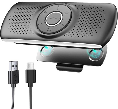 LETRADE Freisprecheinrichtung für Auto Bluetooth 5.0 mit Clip, TF-Kartenslot, integriertes Mikrofon, Unterstützung Siri &Google Assistant, für Musik, GPS, Telefon