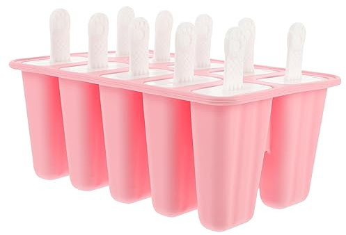 Ciieeo Molde De Silicona Para Polos Reutilizable Cavidades Molde Helados Diy Seguro Para Yogurt Frutas y Hielo Fácil De Limpiar Portátil Rosa