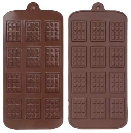 Gyxcelc Moule Silicone Chocolat 12 Cavités Antiadhésifs, Mini Moule Tablette pour Pièces Maison, Gaufres, Pralines, Bonbon, Décoration de Gâteau, 2 Pcs