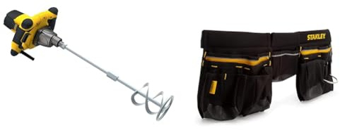 Stanley FATMAX Malaxeur 1600W à Vitesse Variable Double Poignée Avec Revêtement Grip & Stanley 1-96-178 Porte Outils en Toile 600 x 600 deniers - Nombreuses Poches - Renforcée avec Rivets