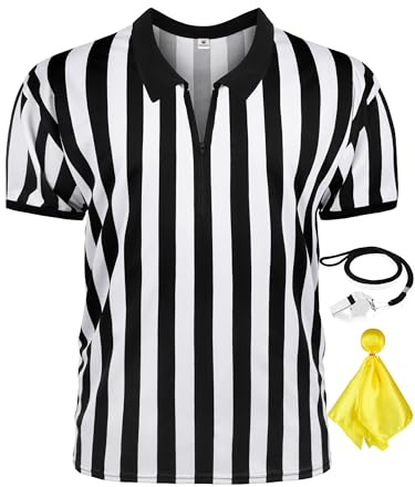 3 Pcs Referee Shirt, Zipper Collared Referee Costume Men Women for Football