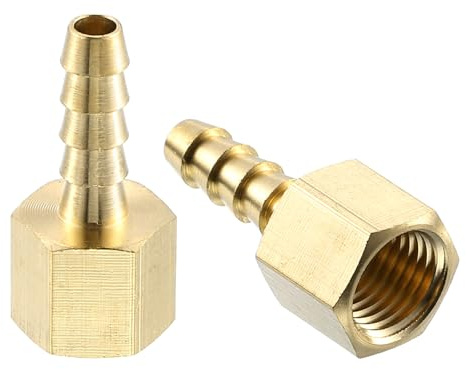 QUARKZMAN 2Pcs Conexión de Manguera de Latón, 1/4 Púas x 1/4 Hembra Npt Conector de Tubería de Latón para Conectar Tuberías Dispositivos Mecánicos Equipos de Fontanería