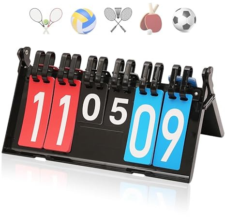 Honicemar Tabellone Segnapunti Sportivo Pieghevole Impermeabile Flip Sport Scoreboard Portatile a 6 Cifre Per Segnapunti Competizioni Sportive Calcio Basket Tennis Rugby Ping Pong e Altro - Nero