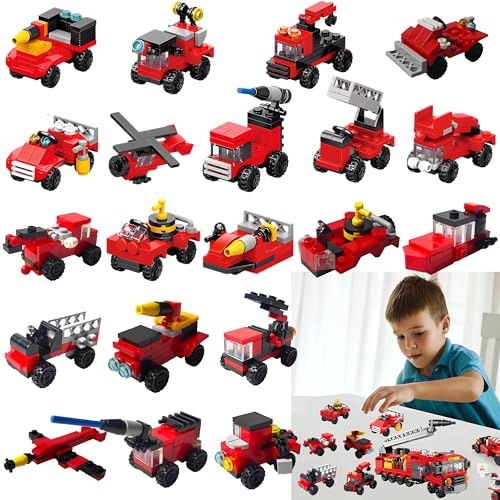LTHOENG Mitgebsel Kindergeburtstag Bausteine Gastgeschenke,Mini Bausteine Geburtstag Party Deko,Feuerwehr Spielzeug,Kindergeburtstag Mitgebsel Set,Geschenke Kinder für Mädchen und Jungen