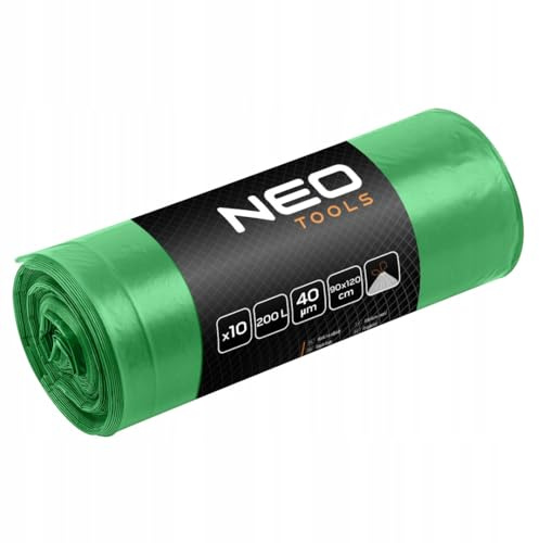 NEO TOOLS Sacs poubelle - Extra solides - Vert - Volume : 120 l - Sacs poubelle solides et résistants à la déchirure - Épaisseur du film : 40 microns