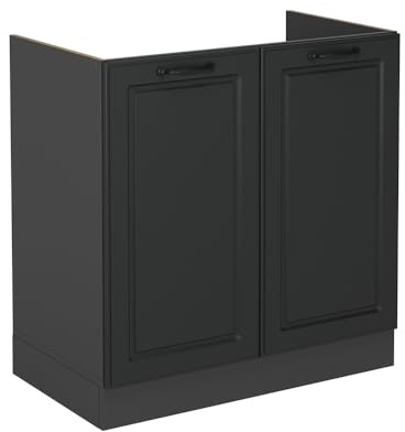 Vicco Armario bajo para Fregadero R-Line, Antracita casa de Campo, 80 cm sin encimera, para combinación Libre Dentro de Sistemas de Cocina modulares