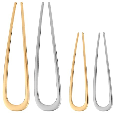 4 St Fransk Hårnål, 2 Storlekar Legerat U-Formade Hårstift Guld Silver Chignon Hårnålar Hårstylingnålar Franska Twist Hårklämmor för Bullar Presenter för Kvinnor