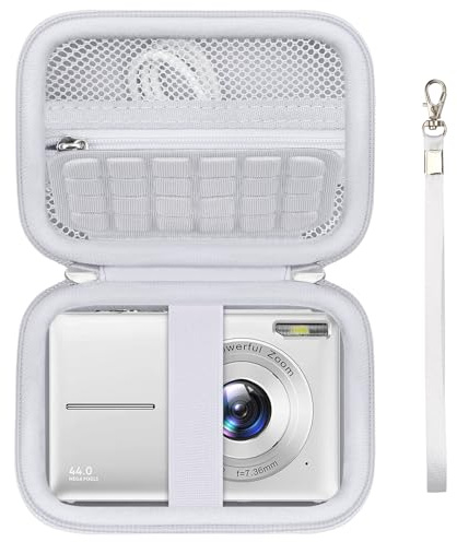 Supmay Funda de Transporte para IXNAIQY/para VAHOIALD/para la cámara Digital Kodak PIXPRO FZ55 FZ45, Funda de Viaje para cámaras Digitales compactas con Bolsillo de Malla para la batería, Blanco | Bolsa de almacenamiento para cámara Qivoro/EJXHKNF/VAHOIALD, cámara de apuntar digital y disparar, bolsa de almacenamiento