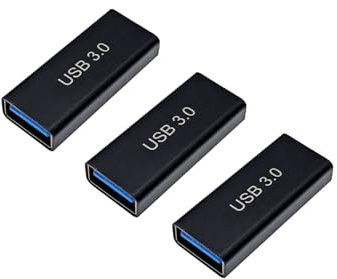 JZK 3 PCS USB 3.0 Type A Female to USB A female adapter connector coupler for connecting 2 male USB cables, OTG USB extension connector for charging, data transfer, device expansion