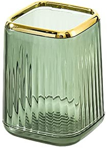 FUUGlan Soporte para brochas de maquillaje para tocador, recipiente de almacenamiento con diseño de rayas para baño