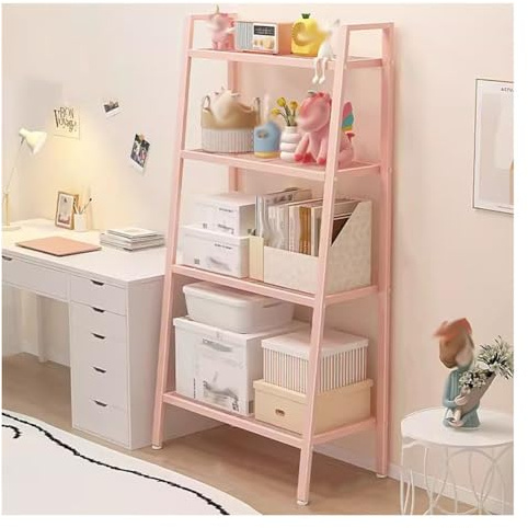 Scaffale a scala rosa a 2/3/4 ripiani, autoportante, multifunzione, salvaspazio, per giardino, balcone, soggiorno e camera da letto (dimensioni: 60 x 35 x 148 cm)