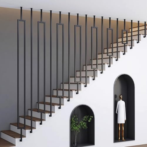 Balaustre in ferro battuto nero opaco quadrato ringhiera per scale in metallo antiscivolo il supporto ideale per la ristrutturazione delle scale interne moderne