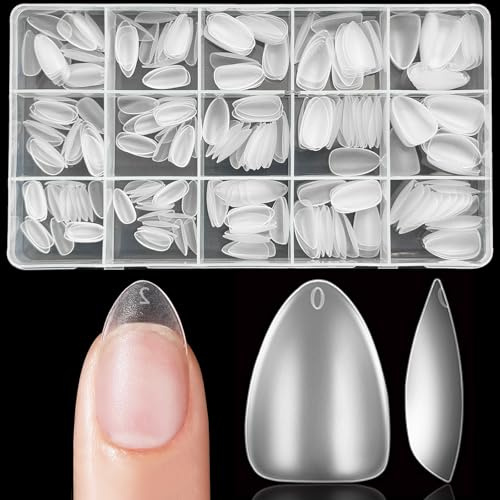 XIAOHEBAN UñAs Postizas Cortas Almendra - 15 TamañOs Tips UñAs Soft Gel Nail Tips Para UñAs XS, Suave Preformado Tips UñA Acrilicas Mate Puntas de Uñas Para Manicura Y Arte De UñAs Diy - 300 Piezas