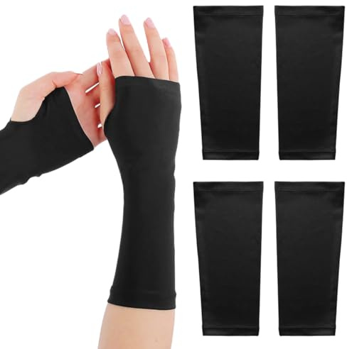 4 stycken arm cast cover elastiska, gipsskyddsärmar, med tumhål elastiska korta gipsskydd, ventilerande gipsskydd, ärmskydd, för armskydd, gjutning, Wound-skydd, svart